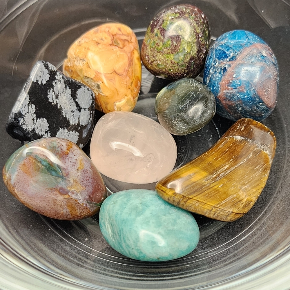 Tumbled Crystal Lot.  9 natural stones.